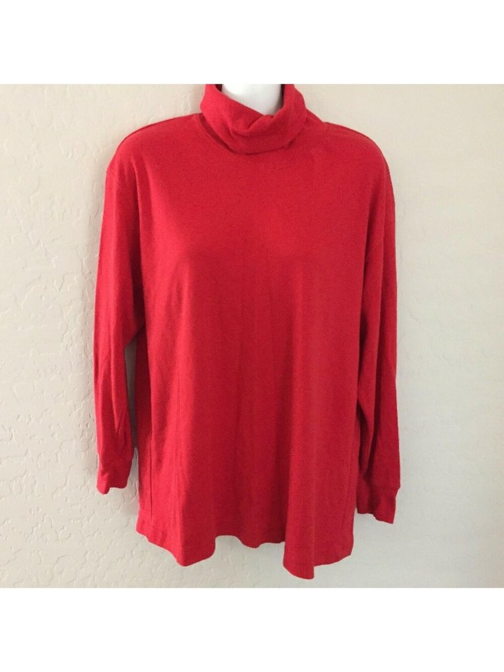 Forelli Moda Internazionale Women's Red Turtleneck Shirt Long Sleeves Size 14/16